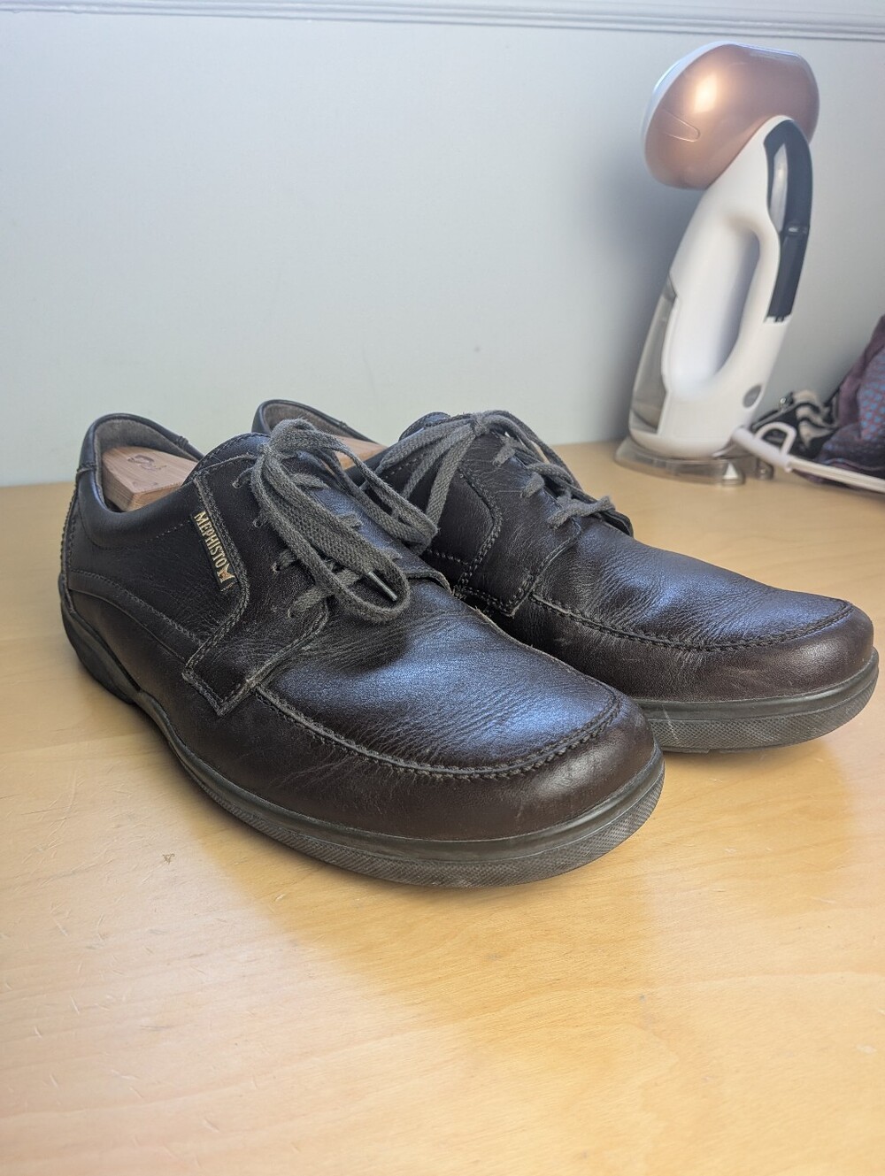 Mephisto men's lace-up shoes AGAZIO model Dark Brown Leather Size 11 Quality +++